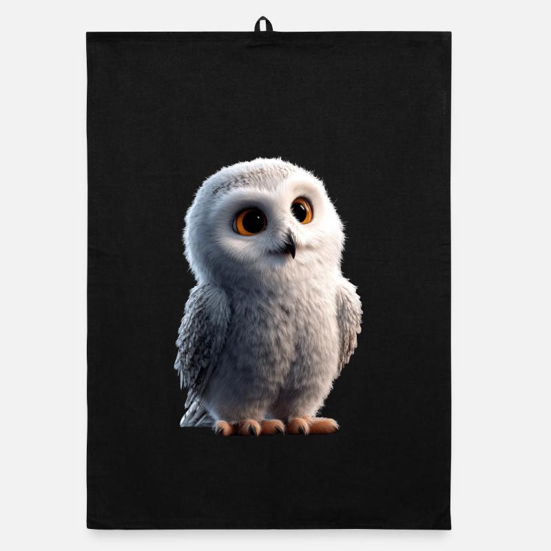 Schneeeule Weiße Eule Kauz Uhu Owl Schnee Eulen Organic Geschirrtuch
