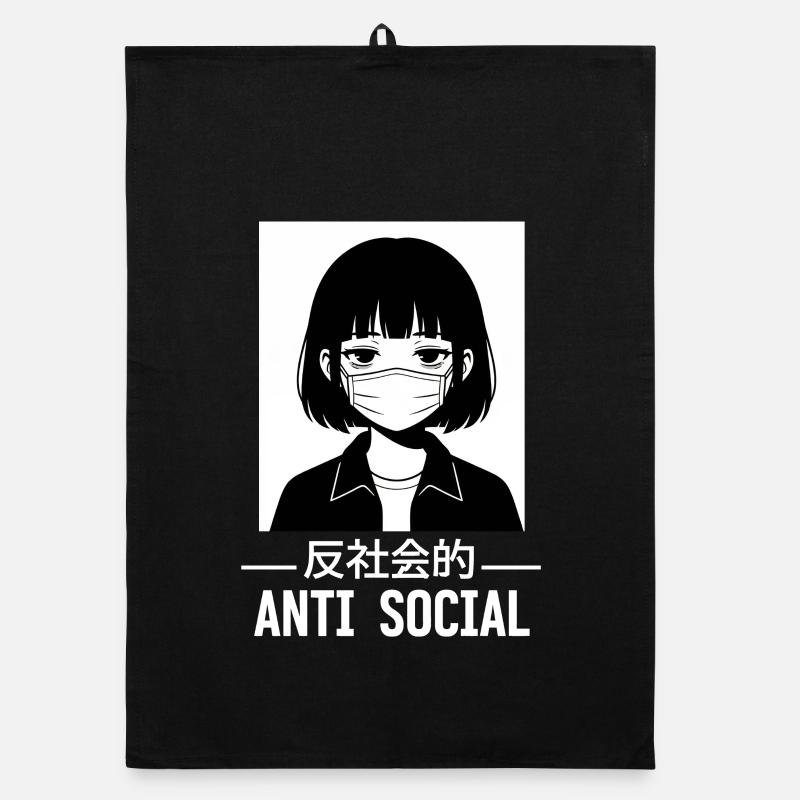 Antisoziales Japanisches Vaporwave Anime Mädchen Organic Geschirrtuch