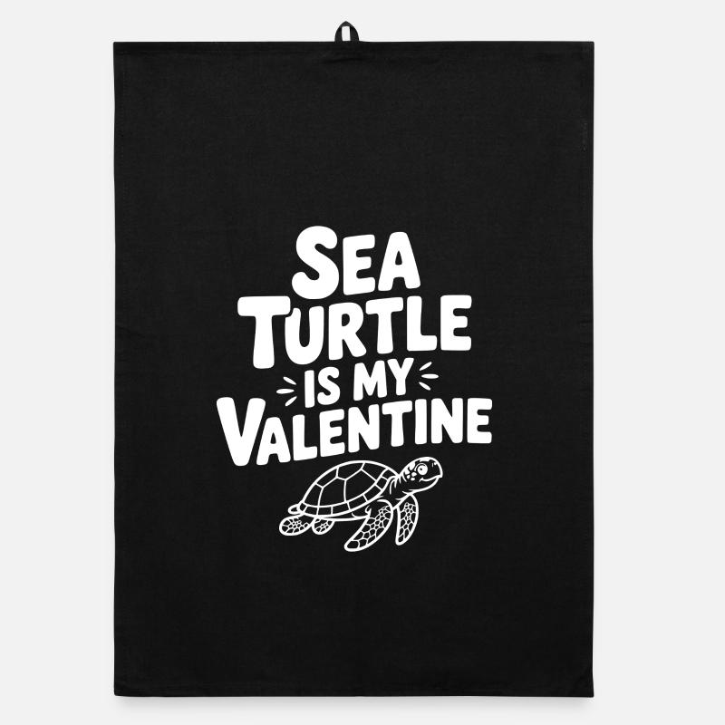 Sea Turtle is My Valentine Organic dish towel