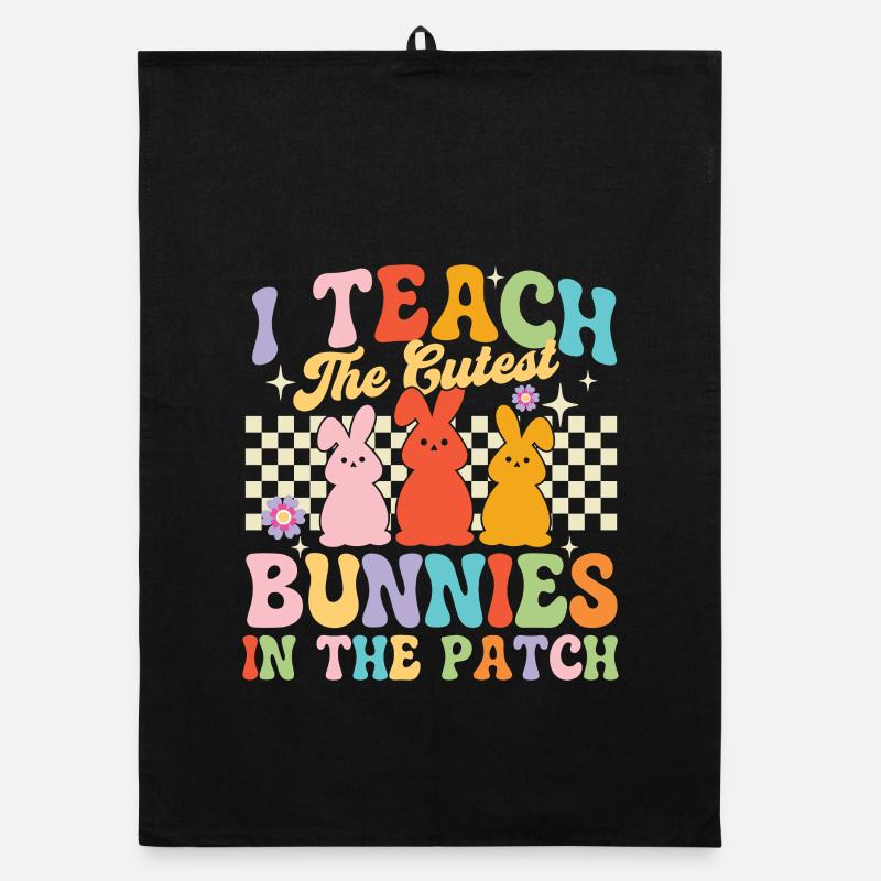 Enseignant de Pâques du patch Teach Bunnies Torchon bio