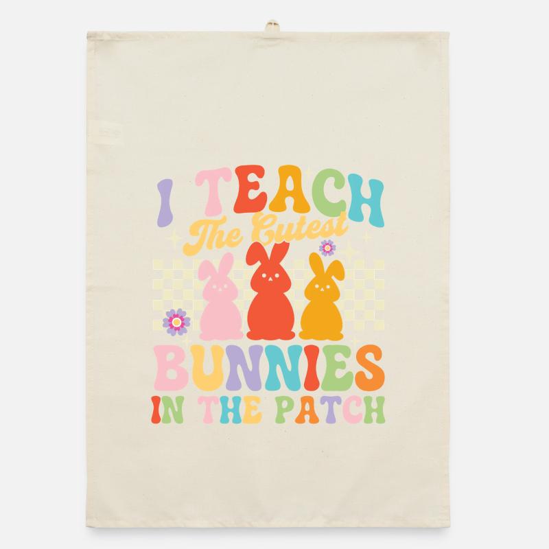 Enseignant de Pâques du patch Teach Bunnies Torchon bio