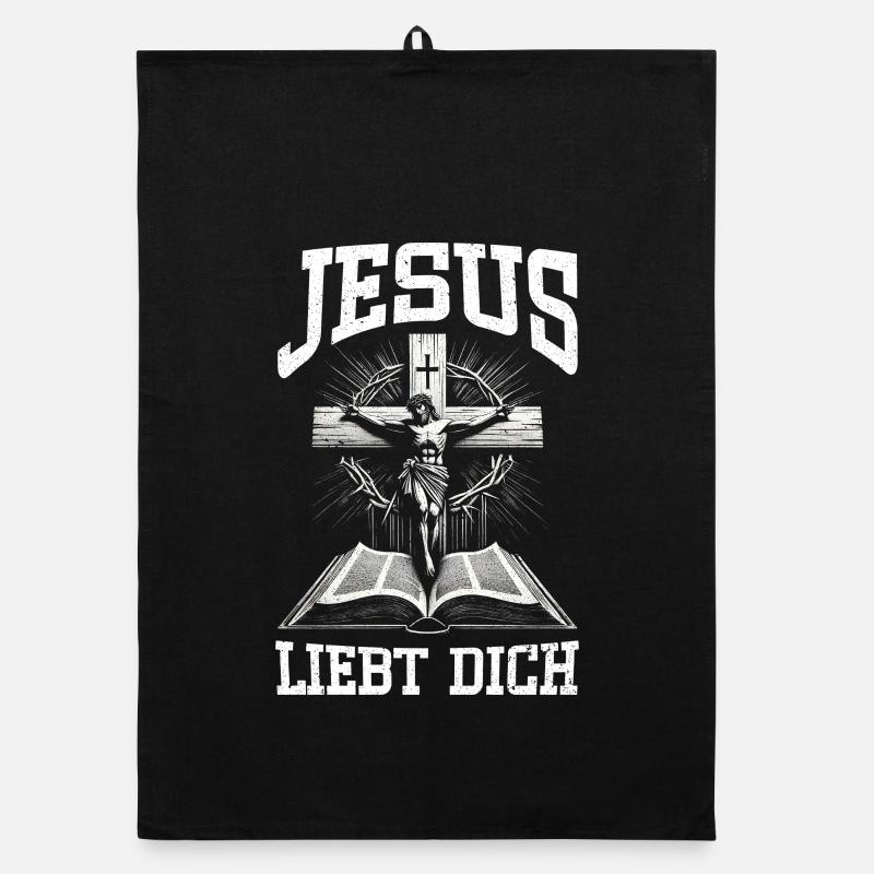 Jesus Liebt Dich Christlich Katholiken Gläubiger Organic Geschirrtuch