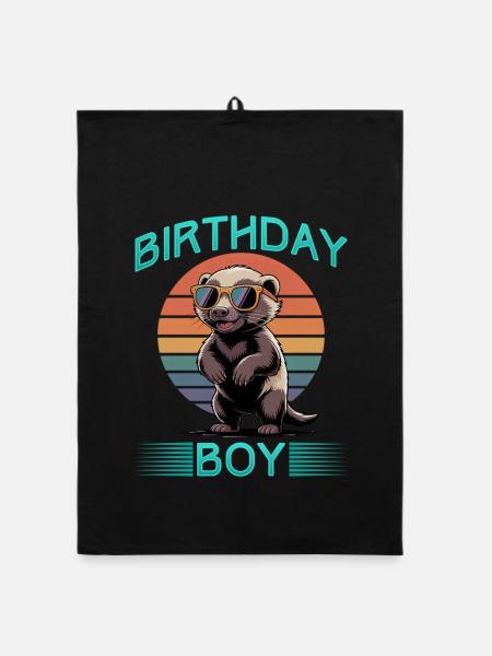 Funny Honey Badger - Organic dish towel - black - Front