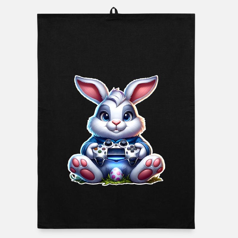 Easter Bunny Gaming Gamer Organic dish towel