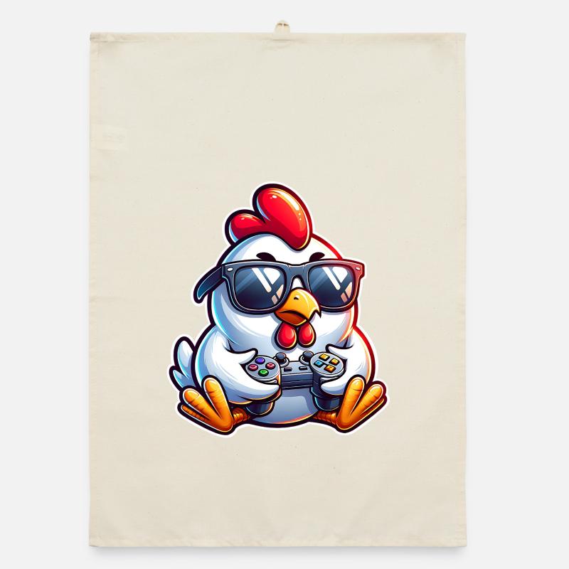 Gamer Chicken with Controller Organic dish towel