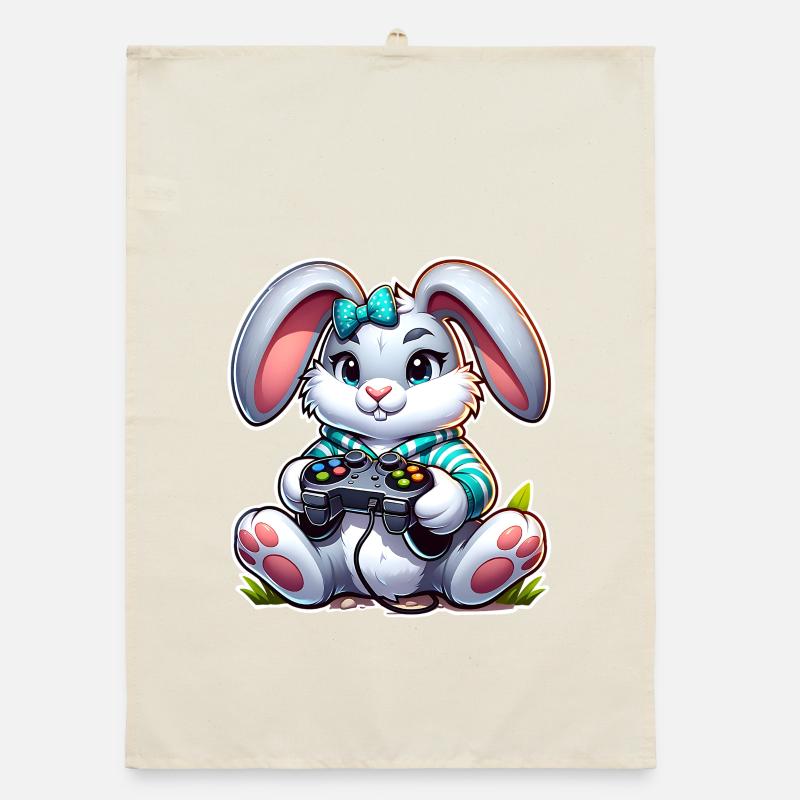 Easter bunny gaming Organic dish towel