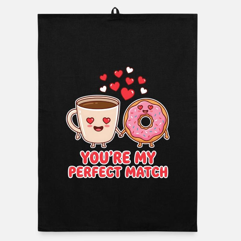 Du bist mein perfektes Match Kaffee-Donut-Valentinstag Organic Geschirrtuch
