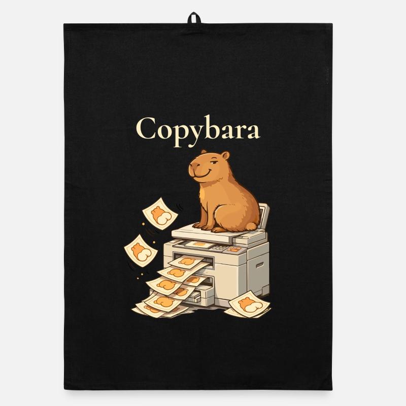 Copybara Capybara on Copier Office Humor Organic dish towel