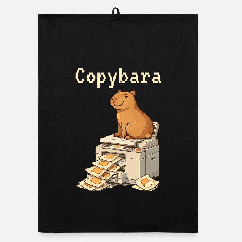Copybara Capybara on Copier Office Humor Organic dish towel