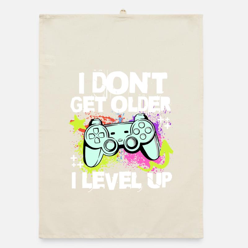 I Level Up Instead of Getting Older – Controller Motif Organic dish towel