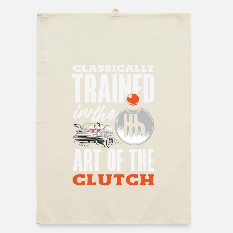 Manual car, classically trained Organic dish towel