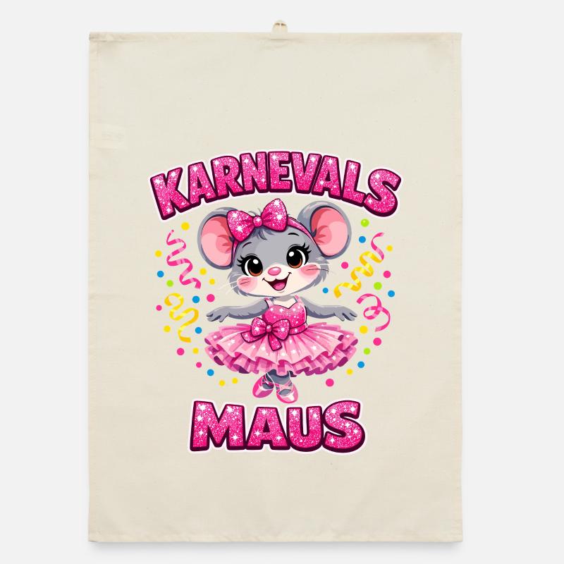 Karnevalsmaus Karneval Konfetti Geschenk Organic Geschirrtuch