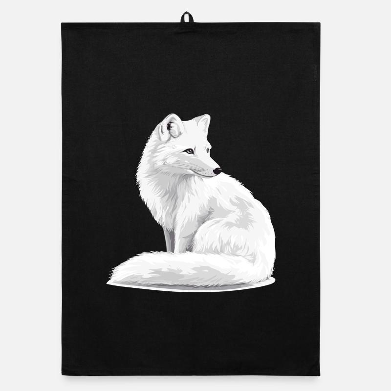 Schneeweißer Fuchs Illustration Organic dish towel