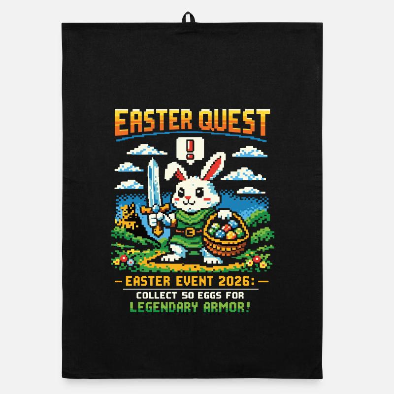 Easter Quest Pixelbunny – Sammle Eier 2026 Organic Geschirrtuch
