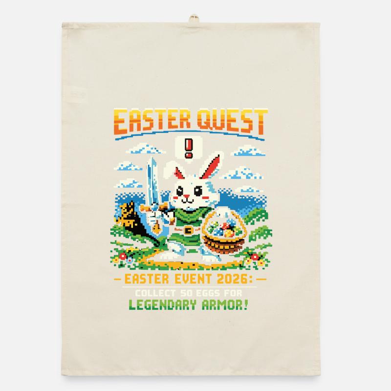 Easter Quest Pixelbunny – Sammle Eier 2026 Organic Geschirrtuch