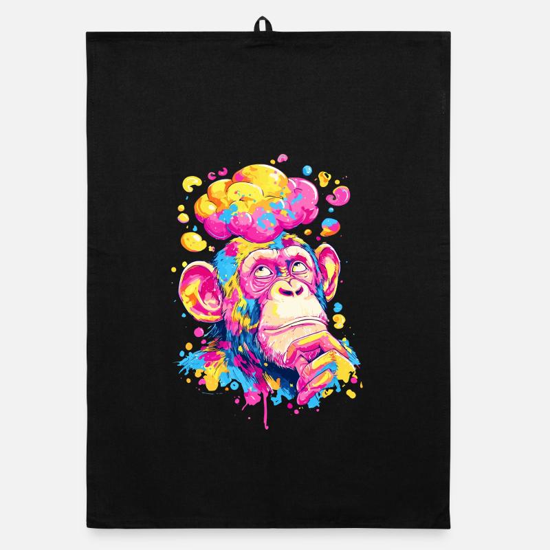 Singe coloré des Couleurs Rush Torchon bio