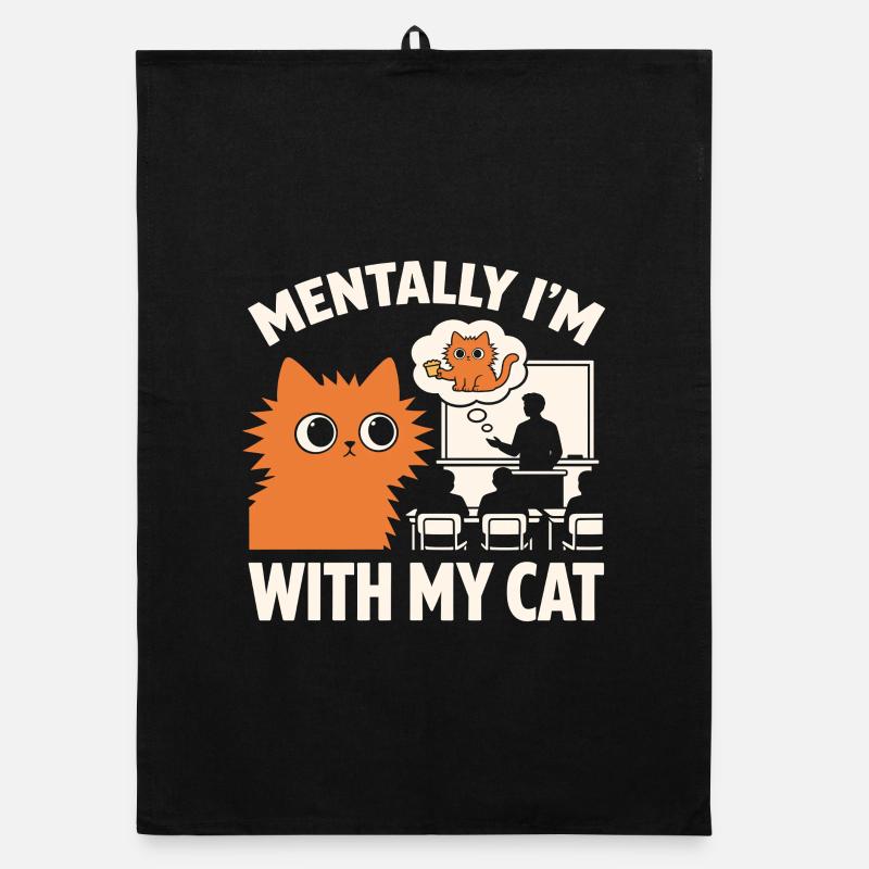 Mental bin ich mit meiner Katze – lustiger Lehrer-Stimmung Organic Geschirrtuch