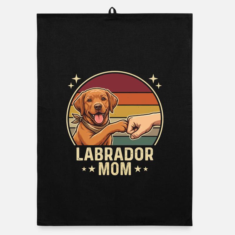 Retro Labrador Mom Foxred Pfotenclash Organic Geschirrtuch