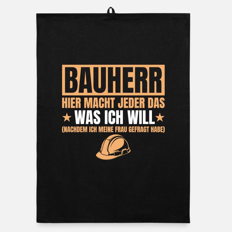 Builder Funny Gift House Construction Site Organic dish towel