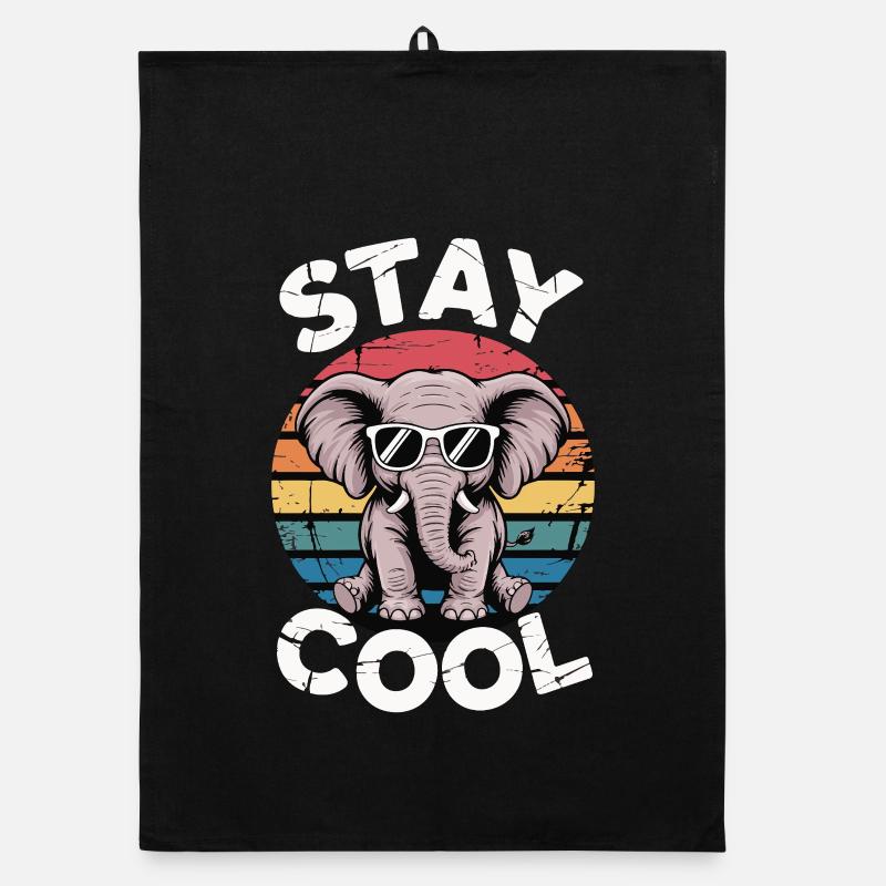 Stay Cool Elefant - Kinder Retro Organic Geschirrtuch