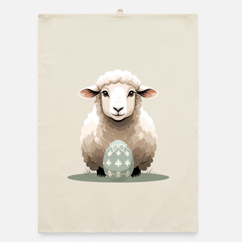 Cuddly lamb with Easter egg Organic dish towel