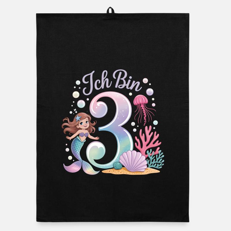 Ich Bin 3 Meerjungfrauen Mädchen 3. Geburtstag Organic Geschirrtuch