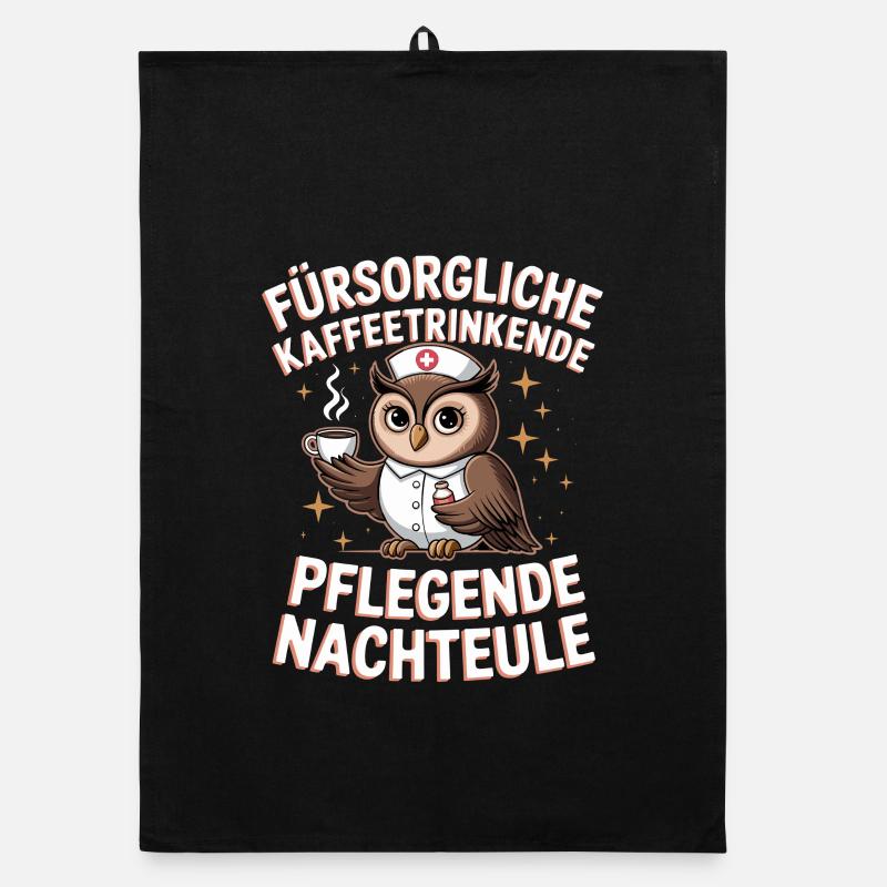  Fürsorgliche Kaffeetrinkende Pflegende Nachteule Organic Geschirrtuch