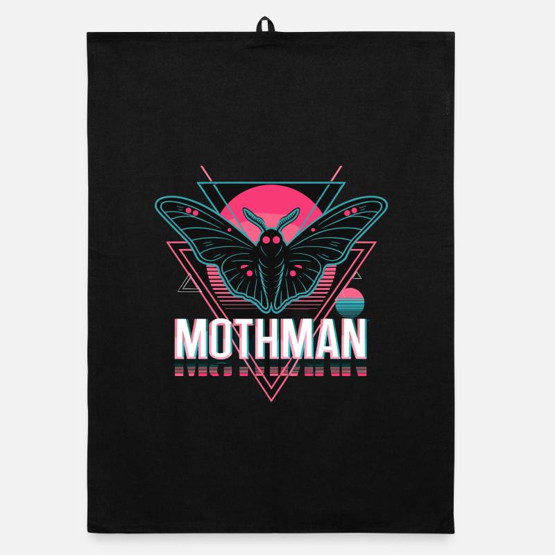 Mothman Retro Synthwave Cryptid Urban Legend 80s Organic dish towel