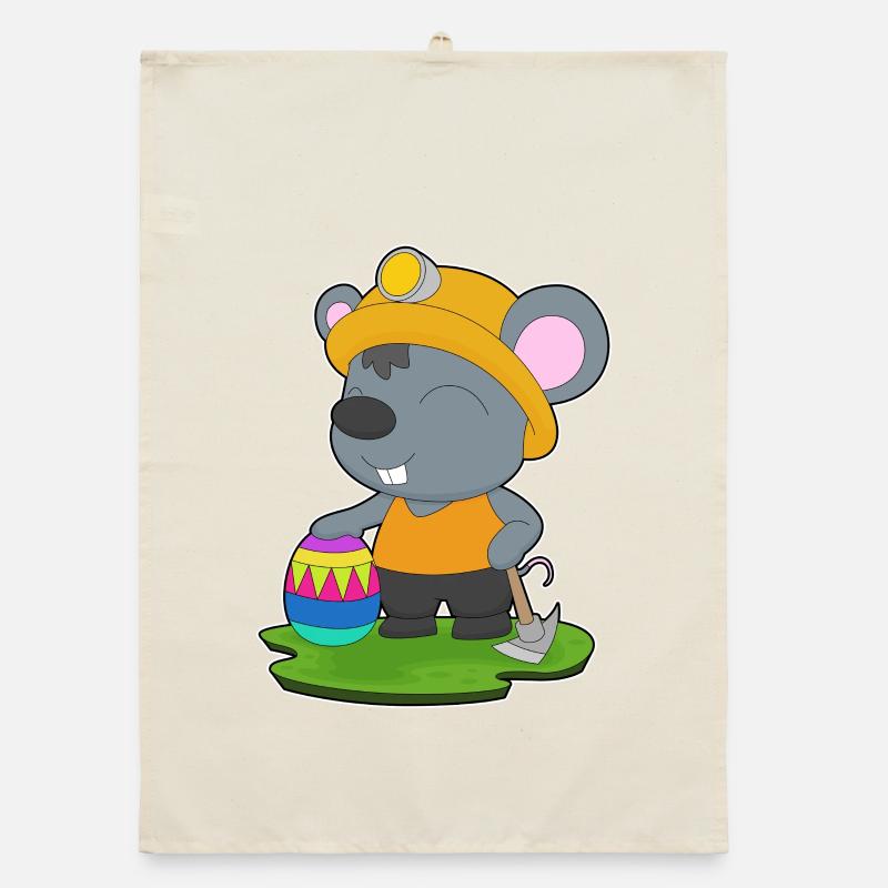 Mouse Easter Mining Organic dish towel