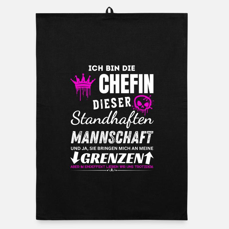 Chefin der Standhaften Mannschaft Chefin Geschenke - Organic Geschirrtuch - Schwarz
