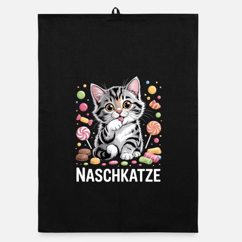 Chat doux avec motif de bonbons Torchon bio