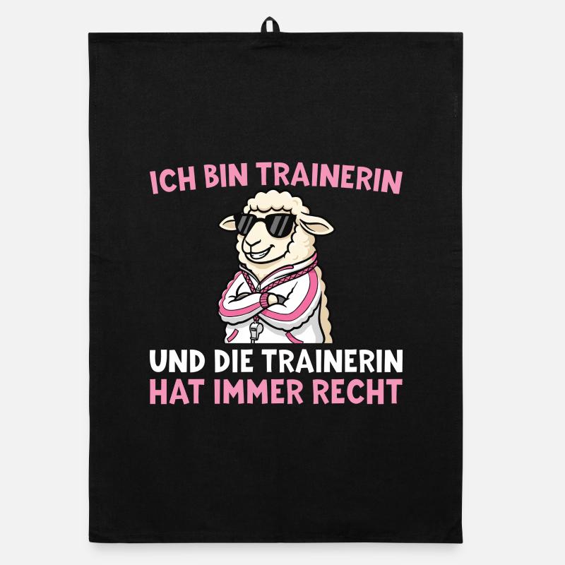 Trainer is always right - sheep with a whistle Organic dish towel