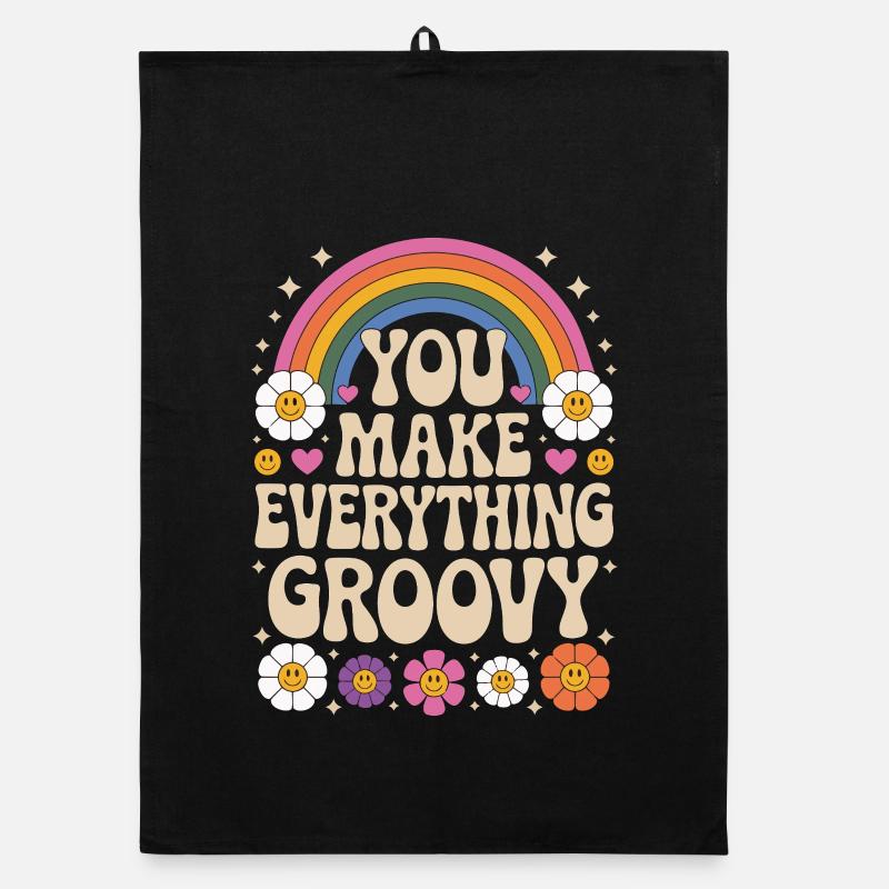 Vous rendez tout cool - Retro Rainbow Torchon bio