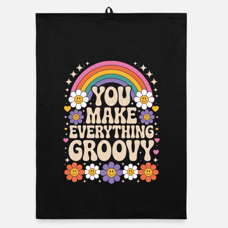 Vous rendez tout cool - Retro Rainbow Torchon bio