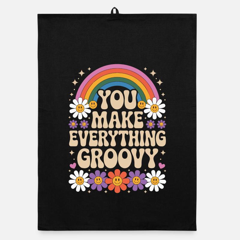 You Make Everything Groovy - Retro Rainbow Organic Geschirrtuch