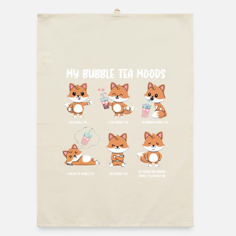 Fuchs Bubble Tea Meme Organic Geschirrtuch
