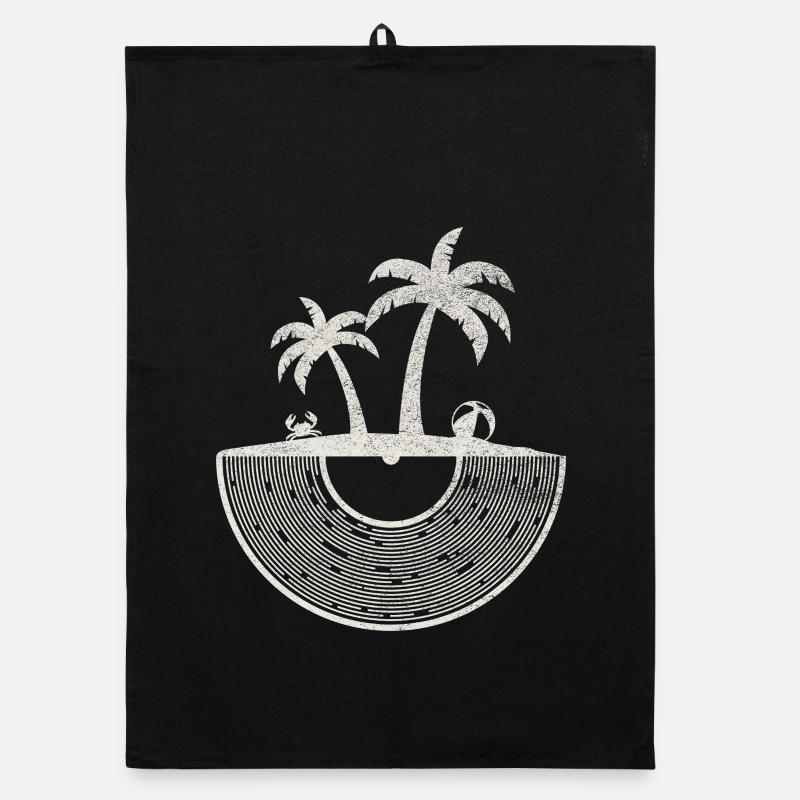 Art du coucher de soleil sur une île tropicale en vinyle Torchon bio