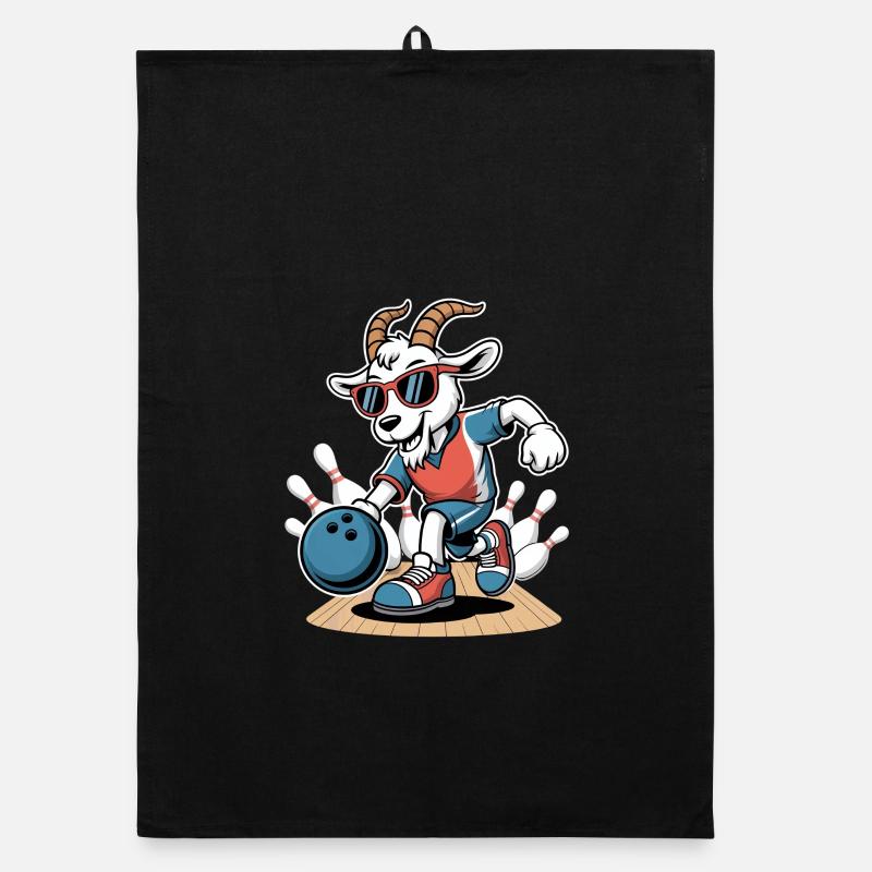 Lustige Bowling Ziege Strike Cartoon Bahn Organic Geschirrtuch