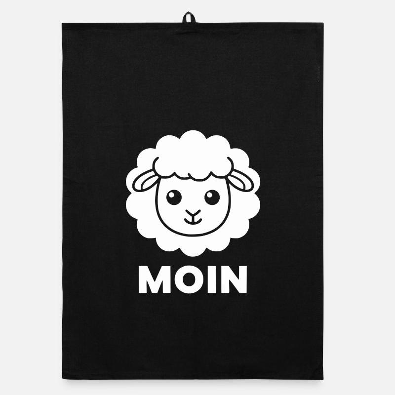 Schaf Moin Minimal Illustration - Organic Geschirrtuch - Schwarz