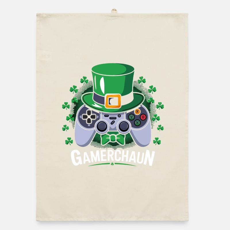 GameChaun Leprechaun Controller Motif Organic dish towel