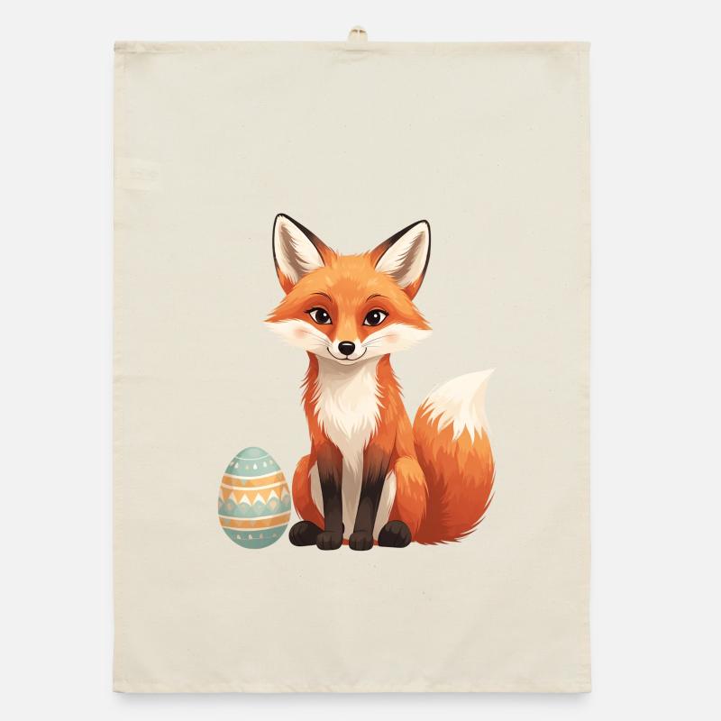 Easter fox with soft style Organic dish towel