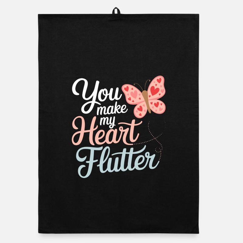 You Make My Heart Flutter Romantic Organic dish towel