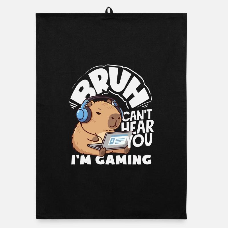 Bruh Can't Hear You Gaming Capybara Niedlich Organic Geschirrtuch