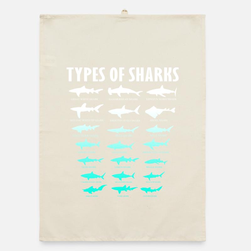 Types de requins Conception des requins d’océan | Chemise de requin Torchon bio