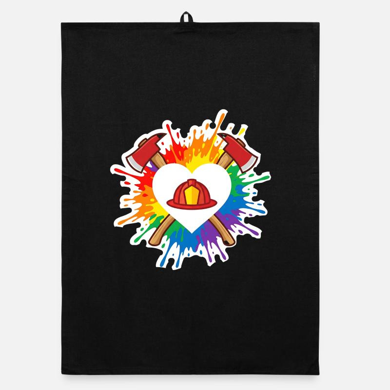 Feuerwehr Pride Herz Helm Regenbogen Axt Organic Geschirrtuch