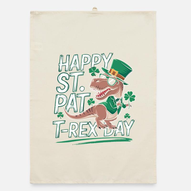 St Patrick's T-Rex Hat Organic dish towel