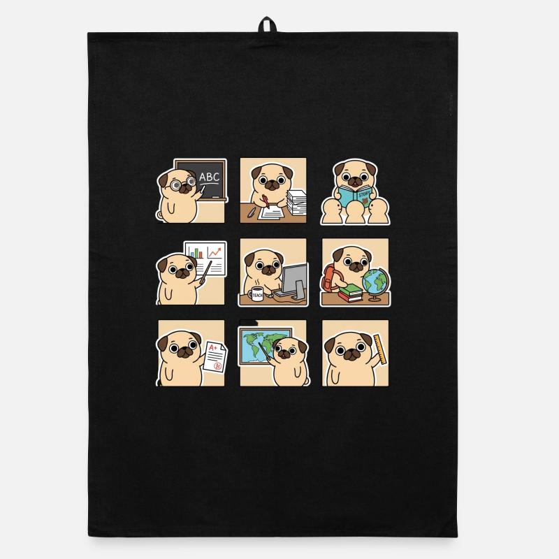 Lustiger Mops Lehrer ABC STORY TEACH A Plus Organic Geschirrtuch