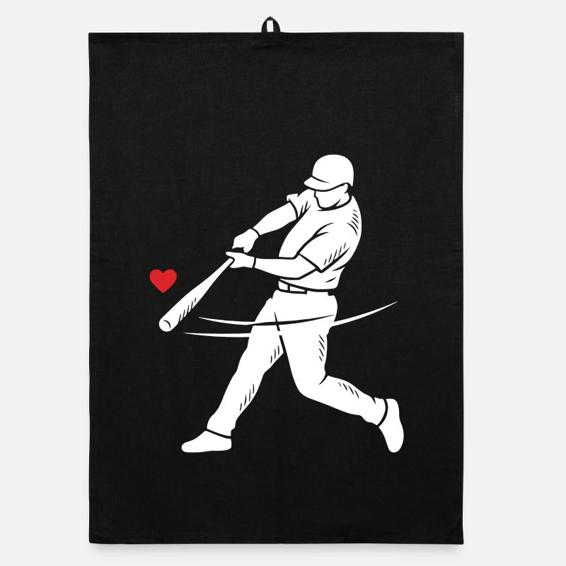 Baseball Schlagmann Silhouette Herz - Organic Geschirrtuch - Schwarz