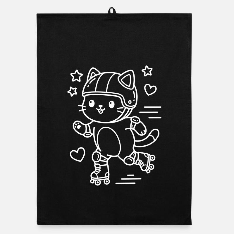 Roller Skate Kawaii Cat Organic dish towel