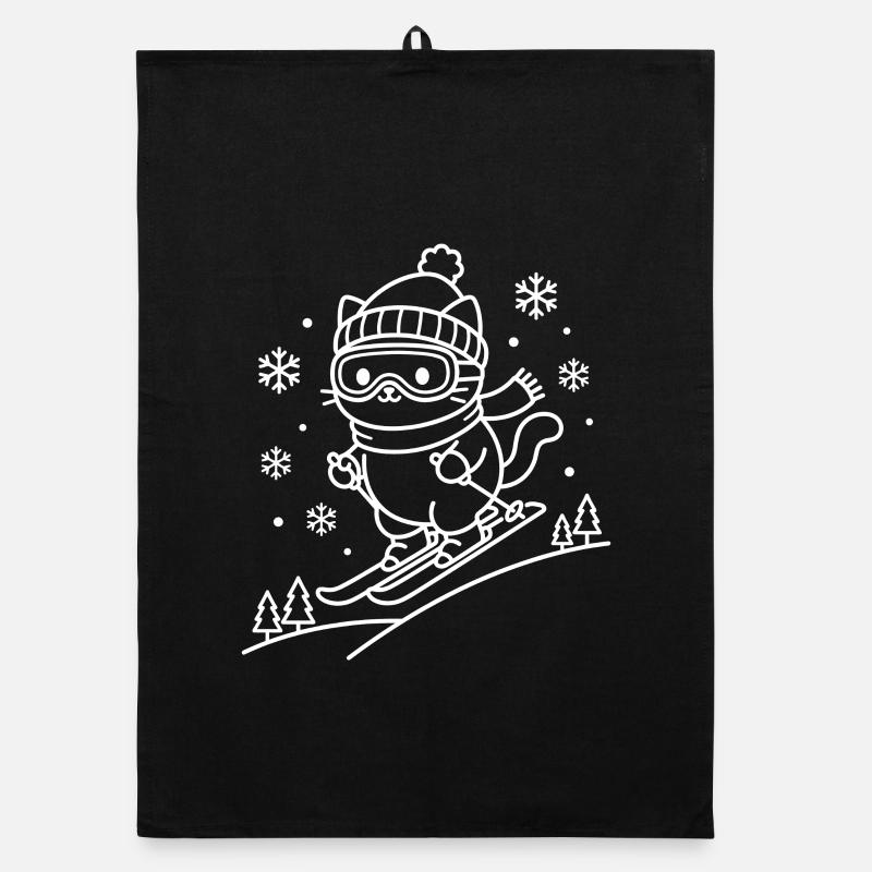 Skiing Kawaii Cat Torchon bio